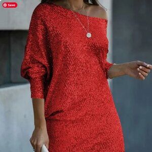 ✨ Red Aria Sequins Harper & Lane Party Dress (Size Large) | NWT ✨